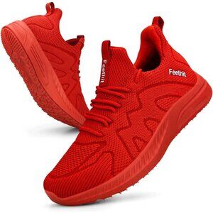 Ⓜ️Women's All Red Lightweight Slip on Workout Work Travel Athletic Sneakers